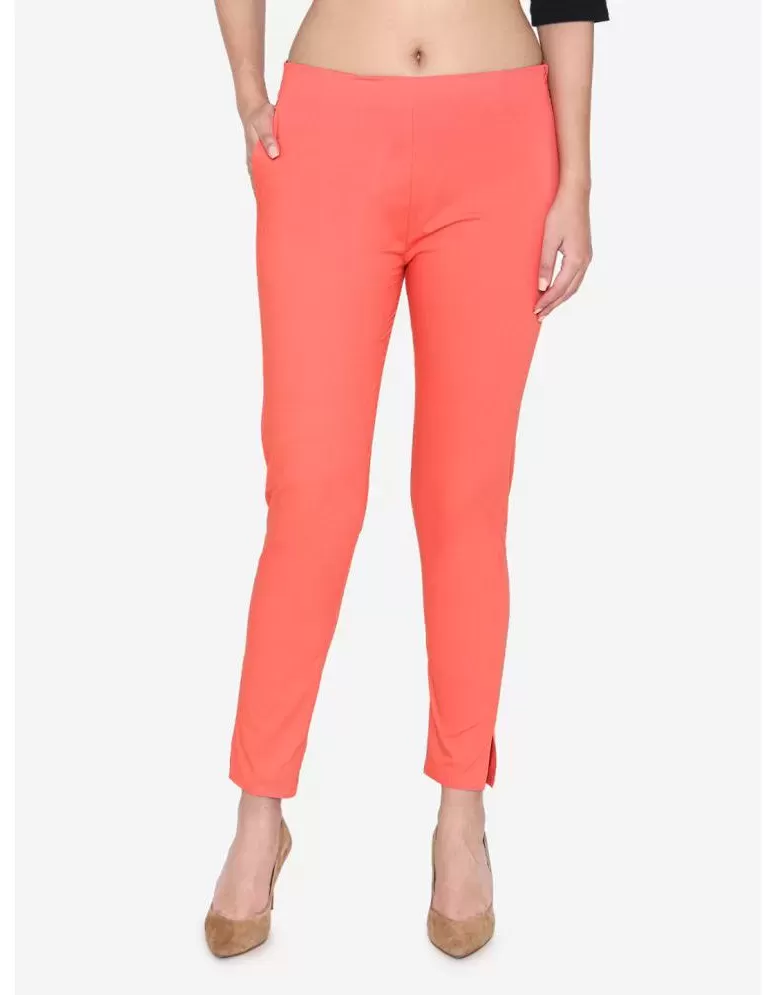 Buy Alpha Lady Khaki Cotton Lycra Trousers Online at Best Prices in India   Snapdeal