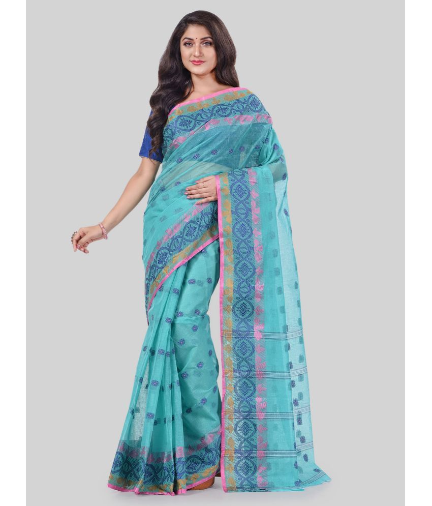     			Desh Bidesh - Blue Cotton Saree Without Blouse Piece ( Pack of 1 )