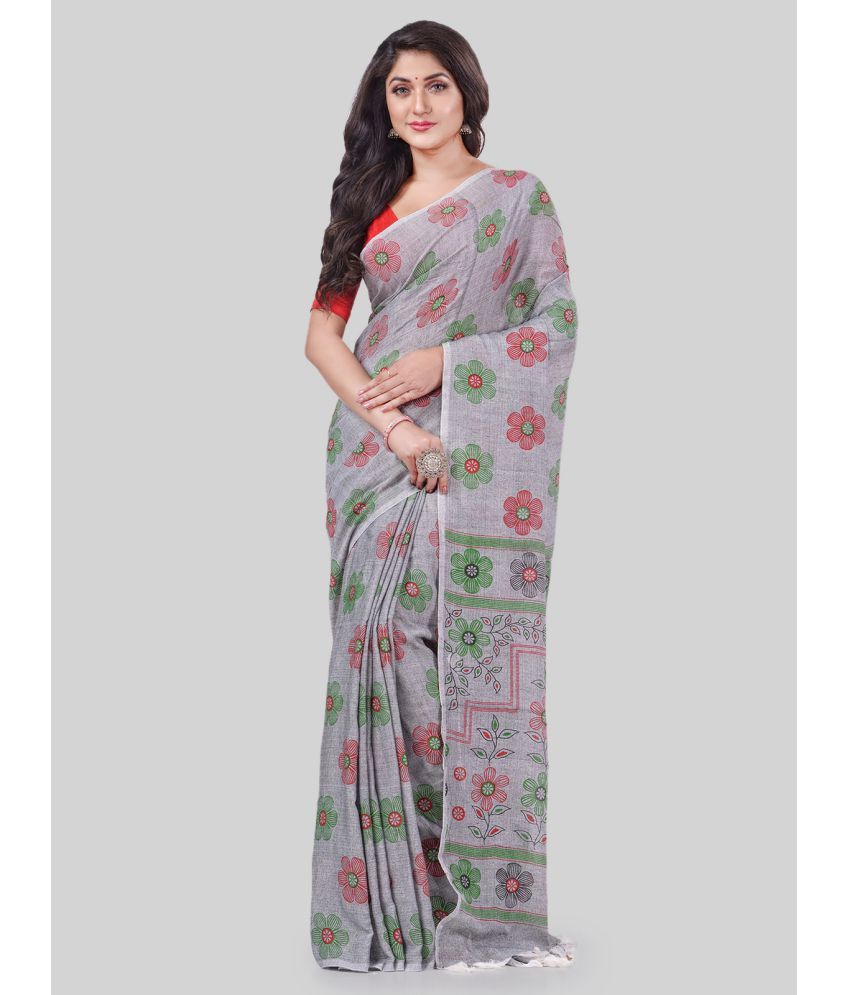     			Desh Bidesh - Grey Cotton Saree With Blouse Piece ( Pack of 1 )