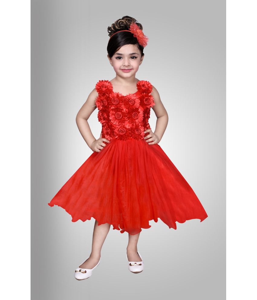     			Arshia Fashions - Red Net Girls Gown ( Pack of 1 )