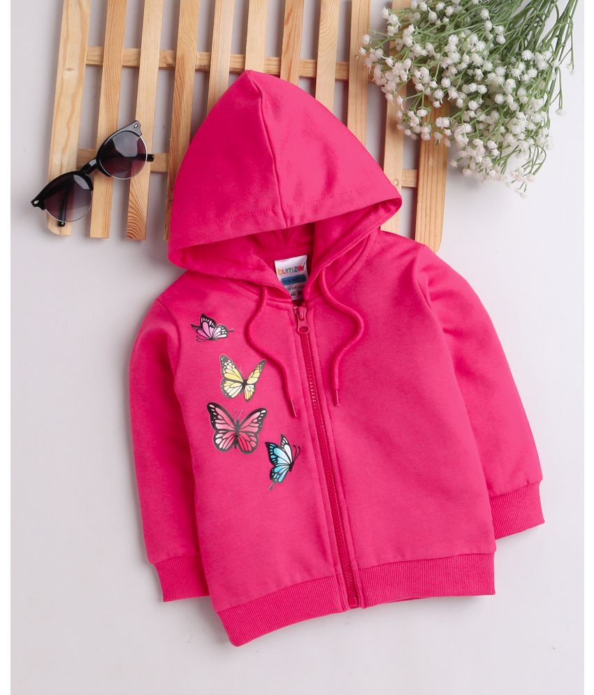     			BUMZEE Pink Girls Full Sleeves Hooded Sweatshirt Age - 3-4 Years