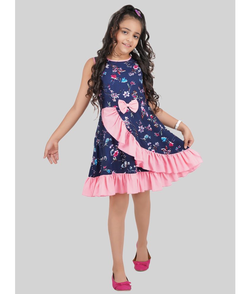     			Being Naughty - Blue & Pink Polyester Girls Fit And Flare Dress ( Pack of 1 )