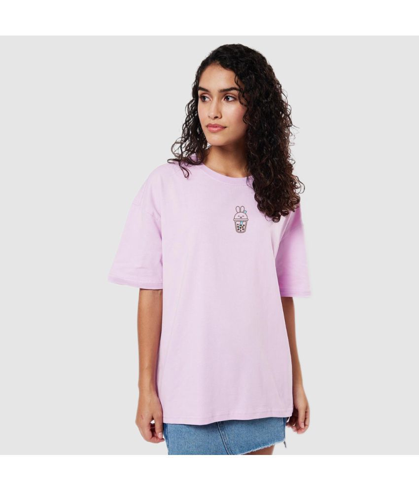     			Bewakoof - Purple Cotton Loose Fit Women's T-Shirt ( Pack of 1 )