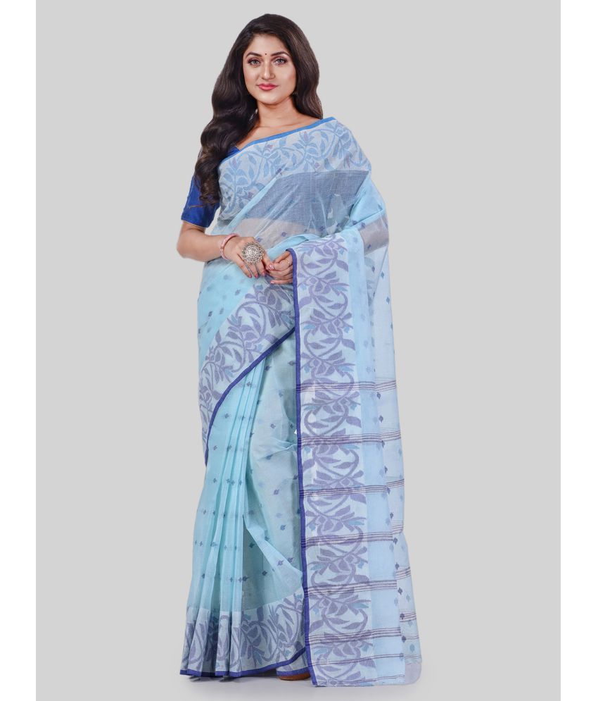     			Desh Bidesh - Blue Cotton Saree Without Blouse Piece ( Pack of 1 )