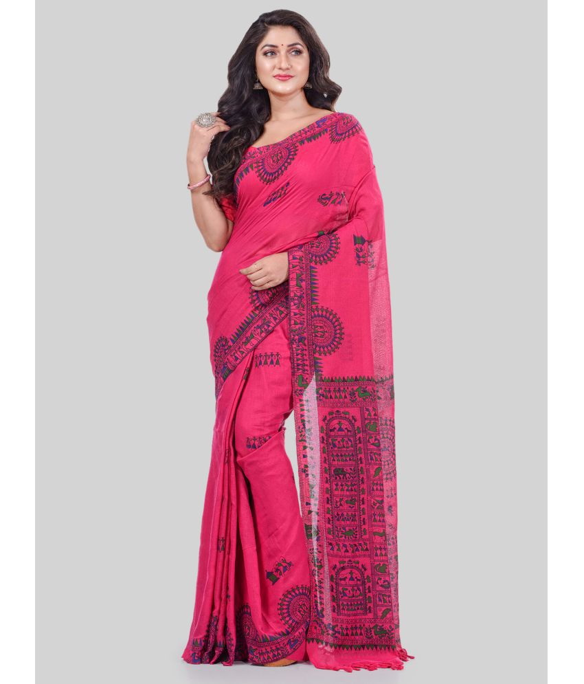     			Desh Bidesh - Pink Cotton Saree With Blouse Piece ( Pack of 1 )