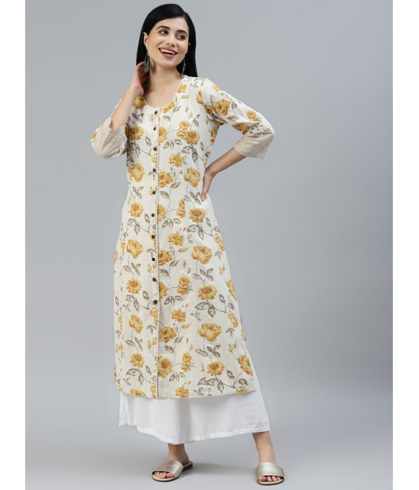     			Divena - Off White Cotton Flex Women's Straight Kurti ( Pack of 1 )