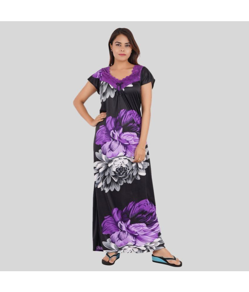     			Gutthi - Purple Satin Women's Nightwear Nighty & Night Gowns ( Pack of 1 )