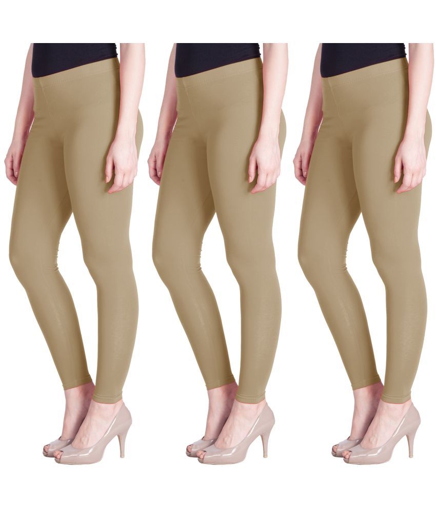     			LYRA - Beige Cotton Women's Leggings ( Pack of 3 )