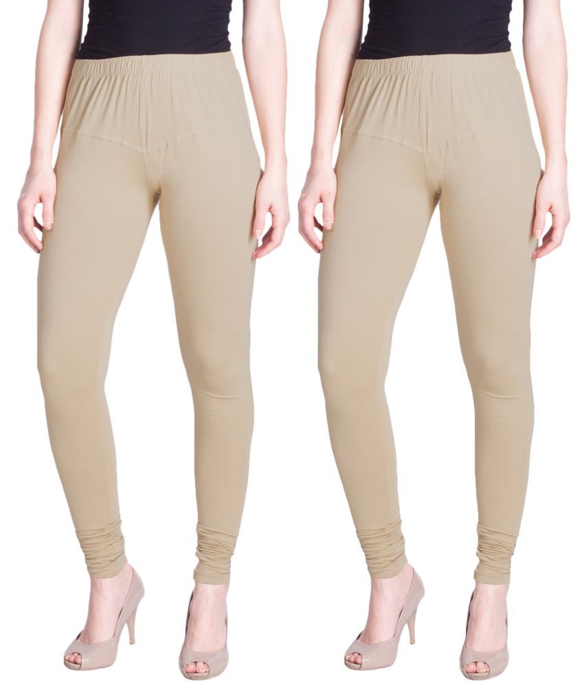     			LYRA - Beige Cotton Women's Leggings ( Pack of 2 )