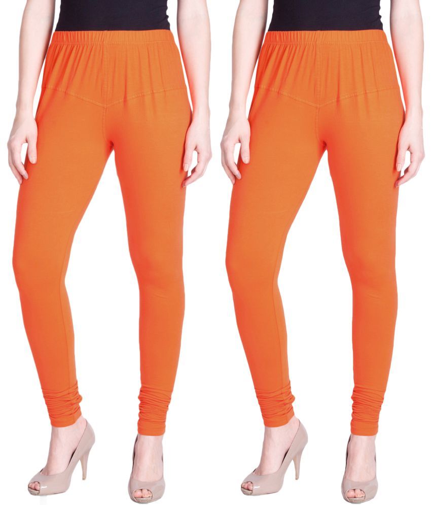     			LYRA - Orange Cotton Women's Leggings ( Pack of 2 )