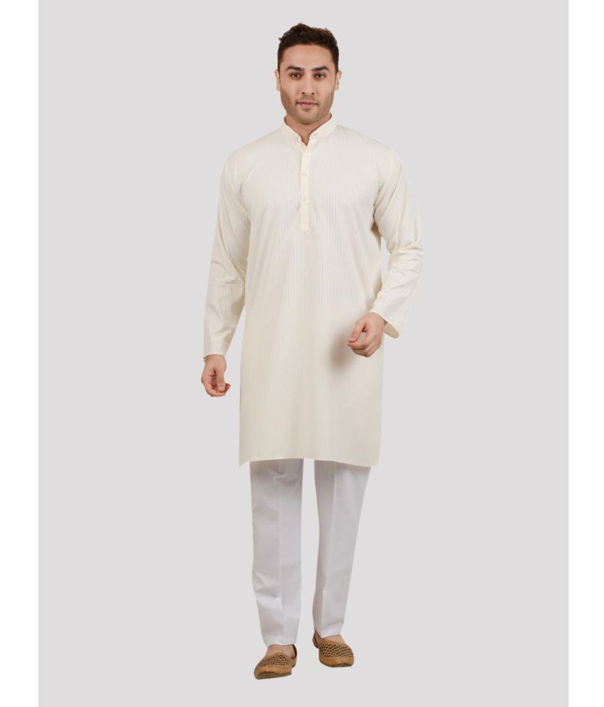     			Maharaja - Beige Linen Regular Fit Men's Kurta Pyjama Set ( Pack of 1 )