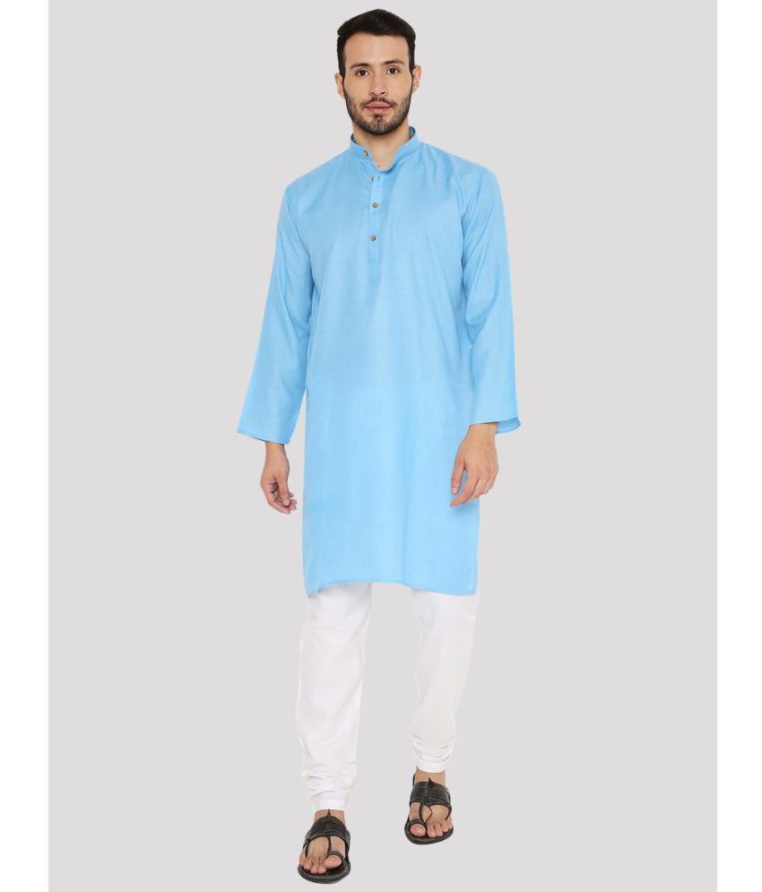     			Maharaja - Blue Cotton Regular Fit Men's Kurta Pyjama Set ( Pack of 1 )