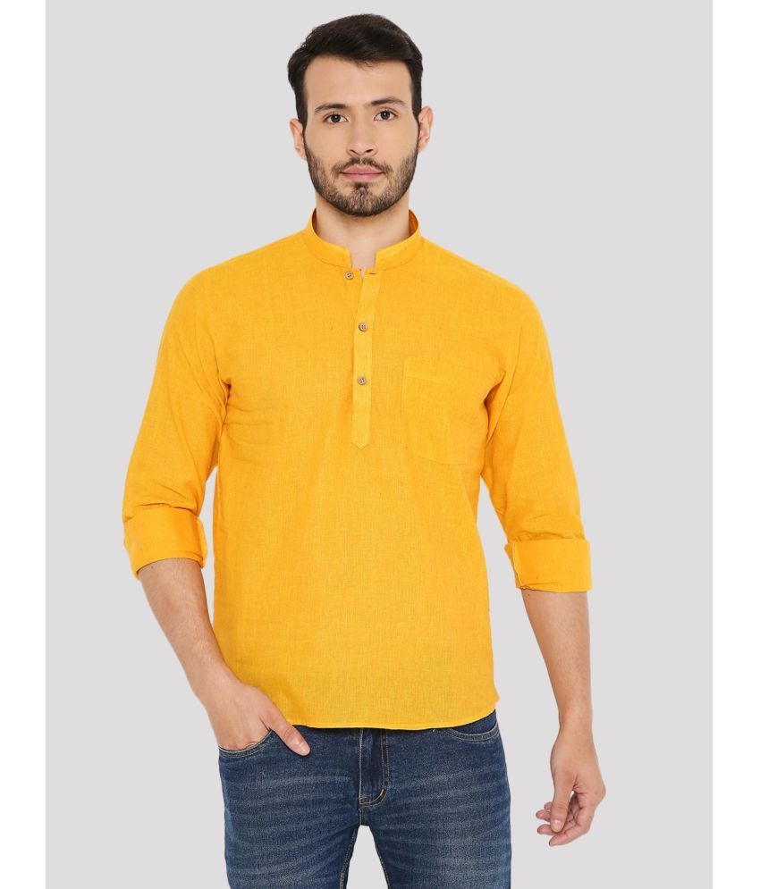     			Maharaja - Yellow Cotton Men's Shirt Style Kurta ( Pack of 1 )