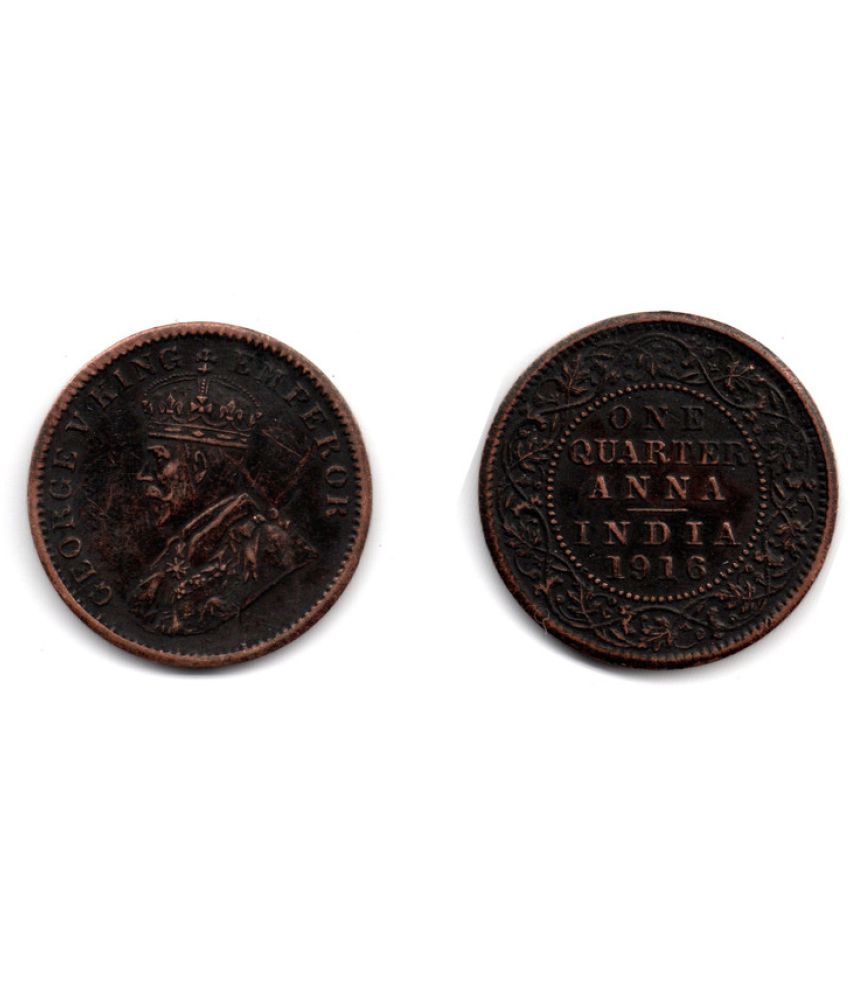     			Nisara Collectibles - Anna copper British india coin rare 1916 George Vi King Emperor One Quarter .  Numismatic Coins