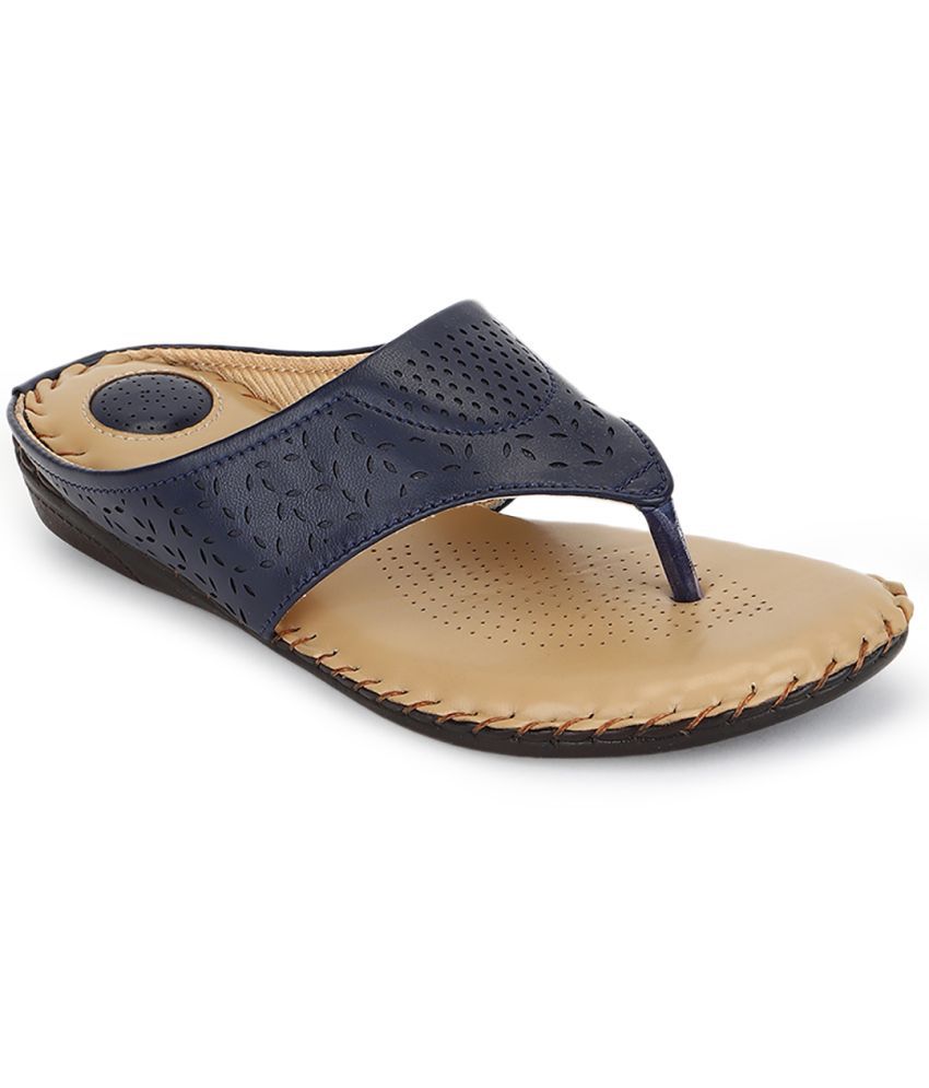     			ORTHO JOY - Navy Blue Women's Flats