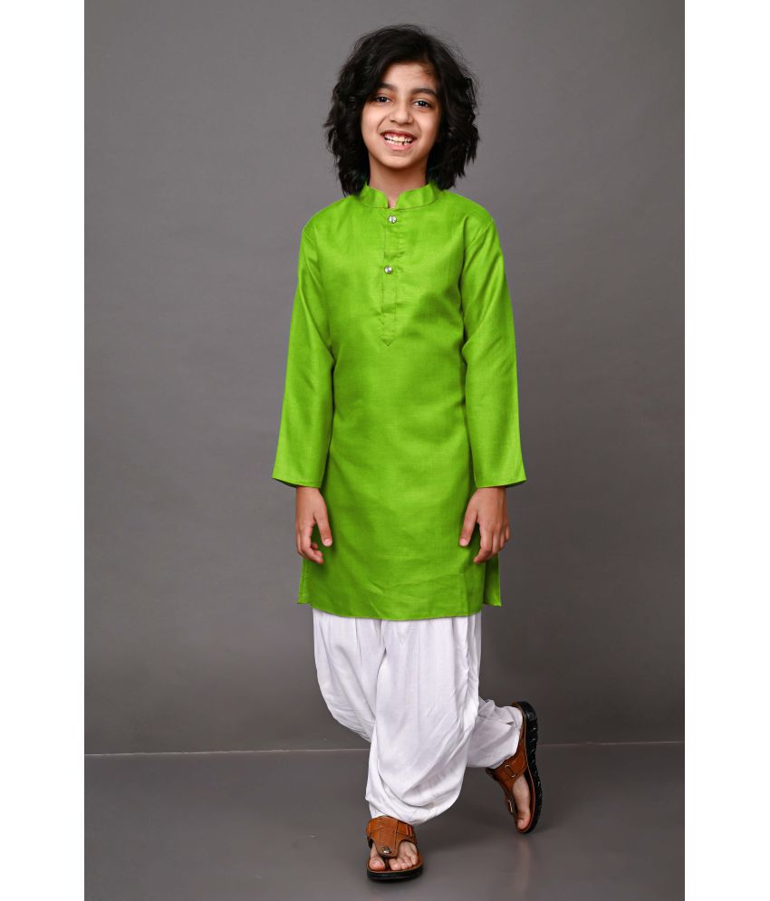     			Vesh - Green Cotton Blend Boys Kurta With Patiala ( Pack of 1 )