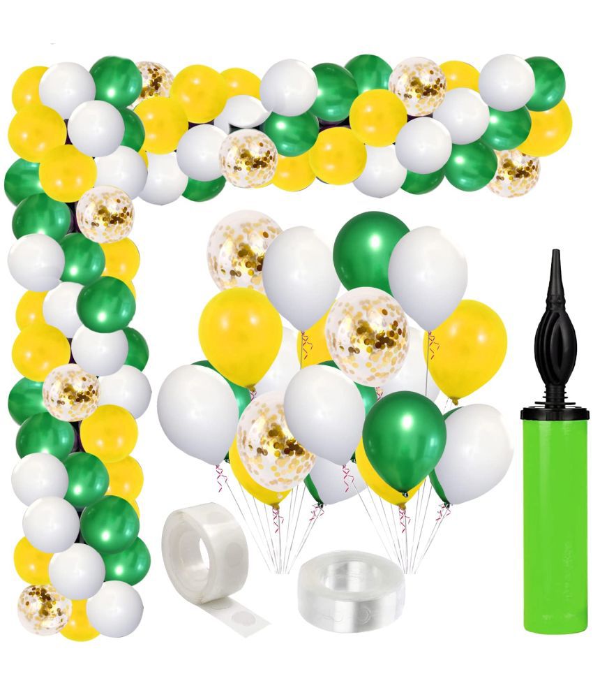     			Zyozi  Green Yellow Balloon Garland Arch Kit with Gold Confetti Balloons Set for Wedding Birthday Jungle Theme Balloons Baby Shower Decorations (Pack of 78)