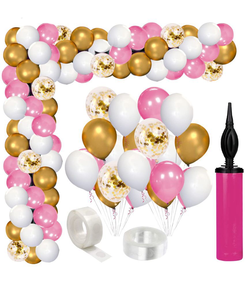     			Zyozi    Pink Balloon Arch Garland Kit,78 pcs Pieces White Pink Gold and Gold Confetti Latex Balloons for Baby Shower Wedding Birthday Graduation Anniversary Bachelorette Party Background Decorations
