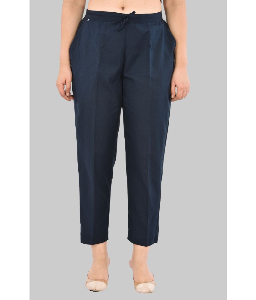     			EddyGo - Navy Blue Cotton Blend Regular Women's Casual Pants ( Pack of 1 )