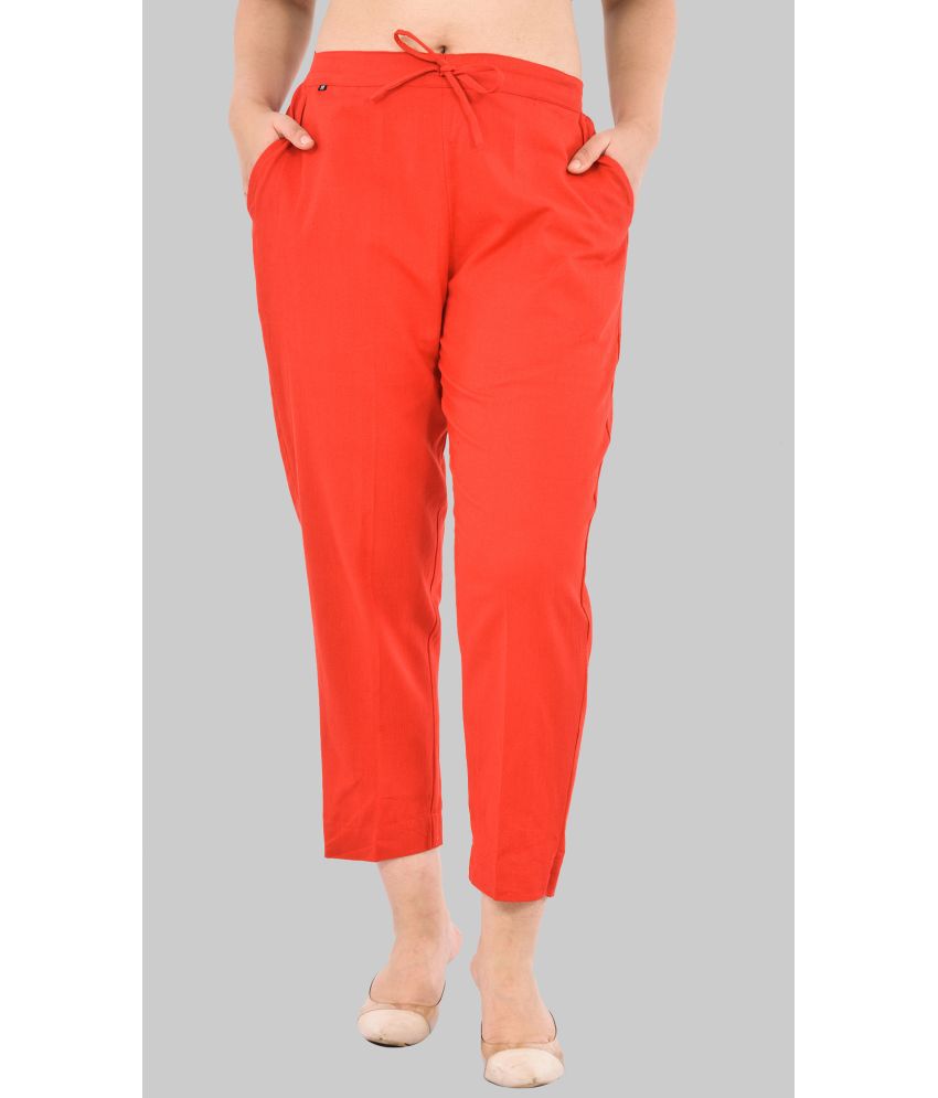     			EddyGo - Red Cotton Blend Regular Women's Casual Pants ( Pack of 1 )