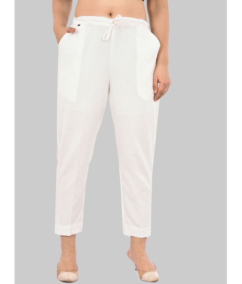     			EddyGo - White Cotton Blend Regular Women's Casual Pants ( Pack of 1 )