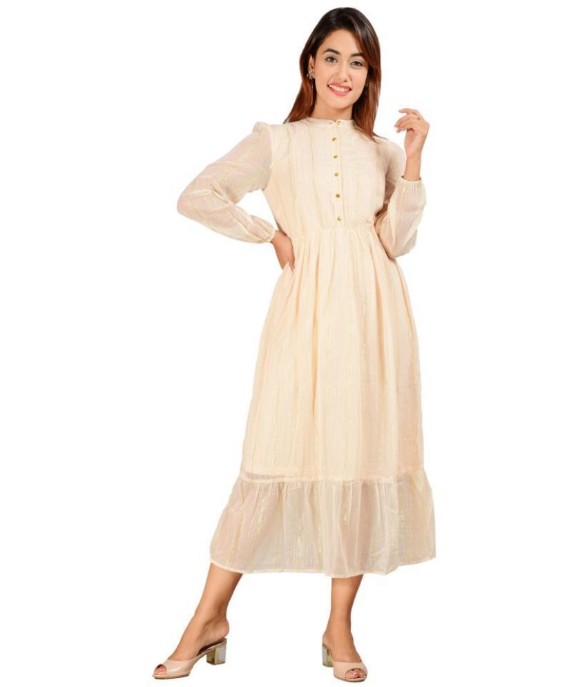 Kashana - Beige Polyester Women's Empire Dress ( Pack of 1 )