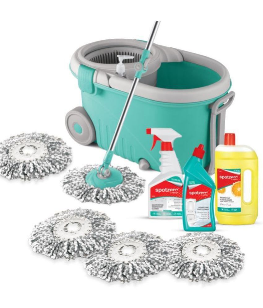     			Spotzero By Milton Elegant Mop, Cleaner, Refill Set-(Toilet Cleaner 1 pc - 500 ml, Floor Cleaner 1 pc - 1 Litres, Multipurpose Cleaner 1 pc - 500 ml, Spin Mop Refill 3 pc Pack x 1)