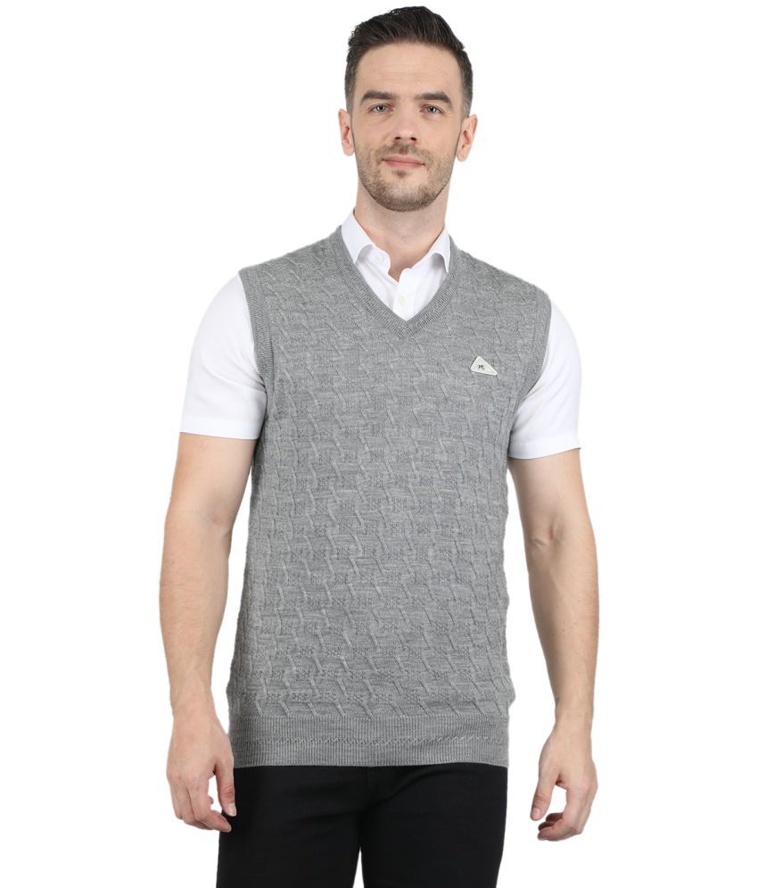     			Monte Carlo - Grey Woollen Blend Men's Pullover Sweater ( Pack of 1 )