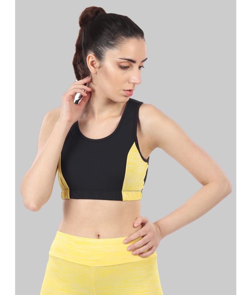 PureKnots - Yellow Polyester Lightly Padded Women's Sports Bra ( Pack of 1 )