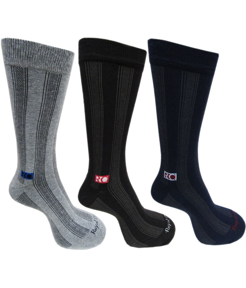     			RC. ROYAL CLASS - Cotton Men's Striped Multicolor Mid Length Socks ( Pack of 3 )
