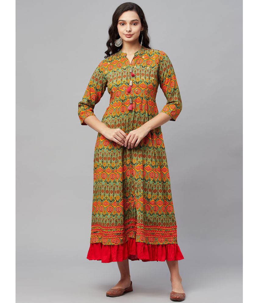     			AMIRA'S INDIAN ETHNICWEAR - Green Rayon Women's A-line Dress ( Pack of 1 )