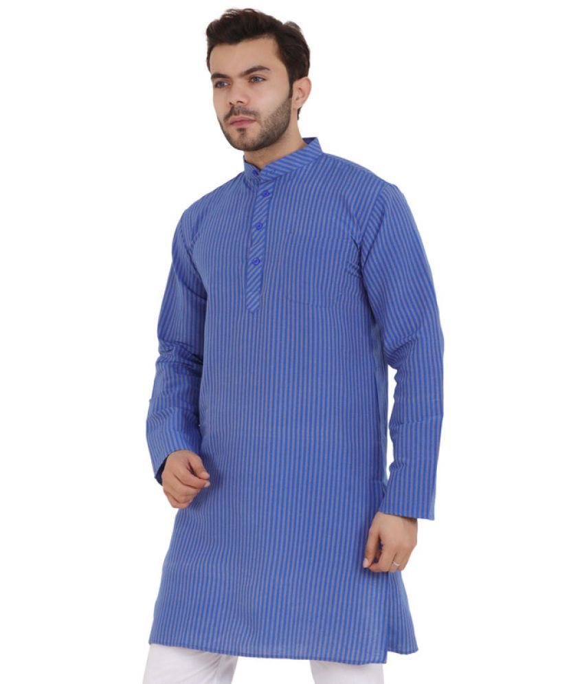     			Latest Chikan - Blue Cotton Men's Regular Kurta ( Pack of 1 )