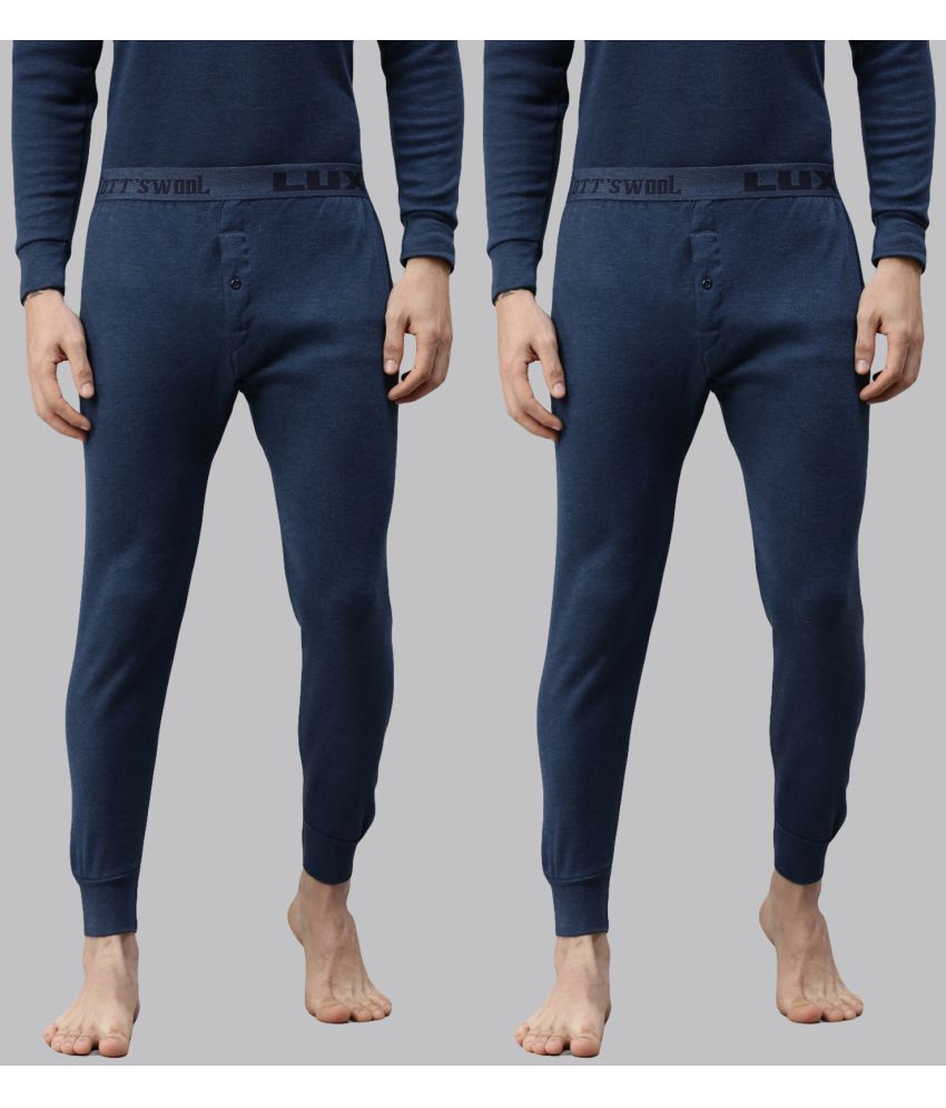     			Lux Cottswool - Blue Cotton Blend Men's Thermal Bottoms ( Pack of 2 )