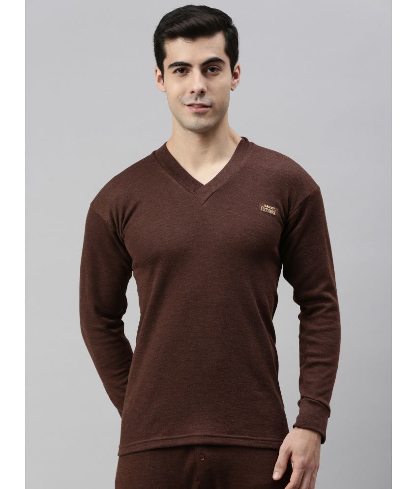     			Lux Cottswool Pack of 1 Cotton Blend Thermal Tops For Men's ( Brown )