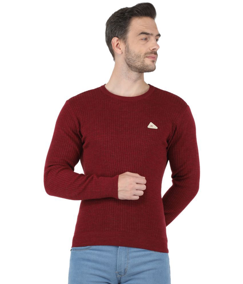     			Monte Carlo - Maroon Woollen Blend Men's Pullover Sweater ( Pack of 1 )