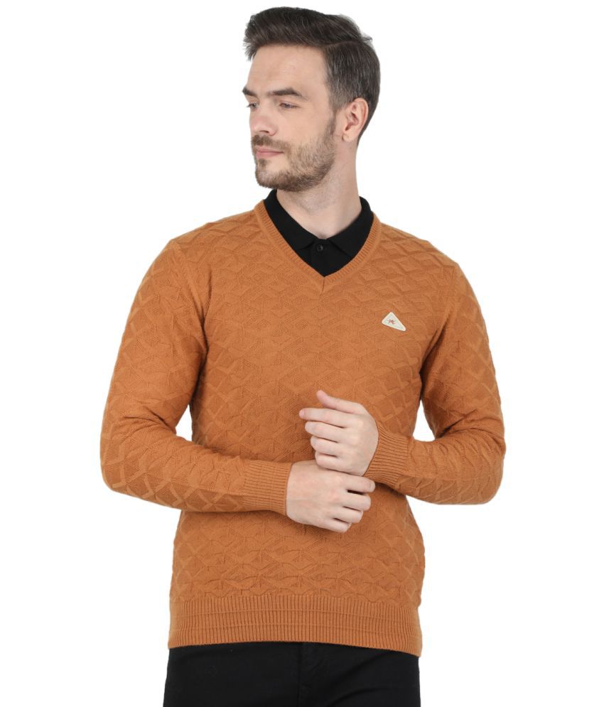     			Monte Carlo - Rust Woollen Blend Men's Pullover Sweater ( Pack of 1 )