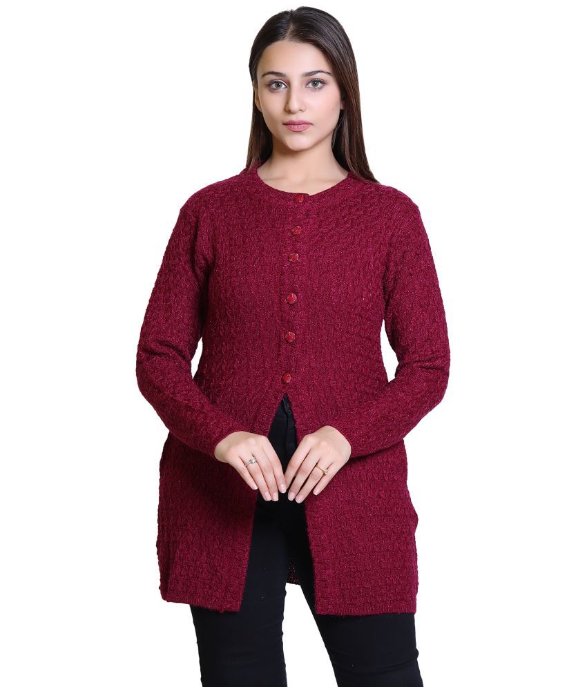     			Ogarti Woollen Purple Buttoned Cardigans - Single