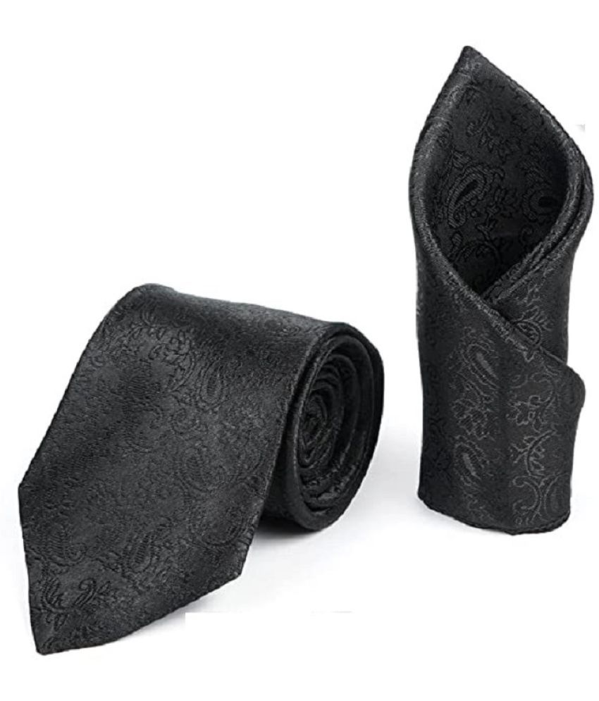     			PENYAN Black Printed Satin Necktie