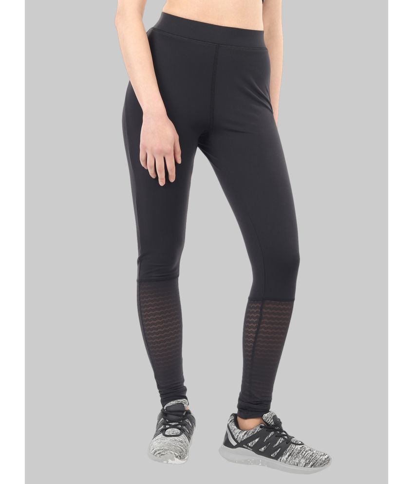 PureKnots - Black Polyester Regular Fit Women's Sports Tights ( Pack of 1 )