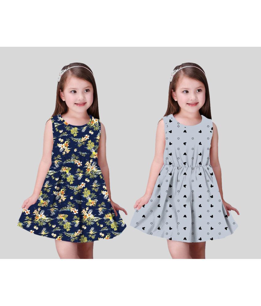     			Sathiyas - Navy Blue Cotton Girls Frock ( Pack of 2 )