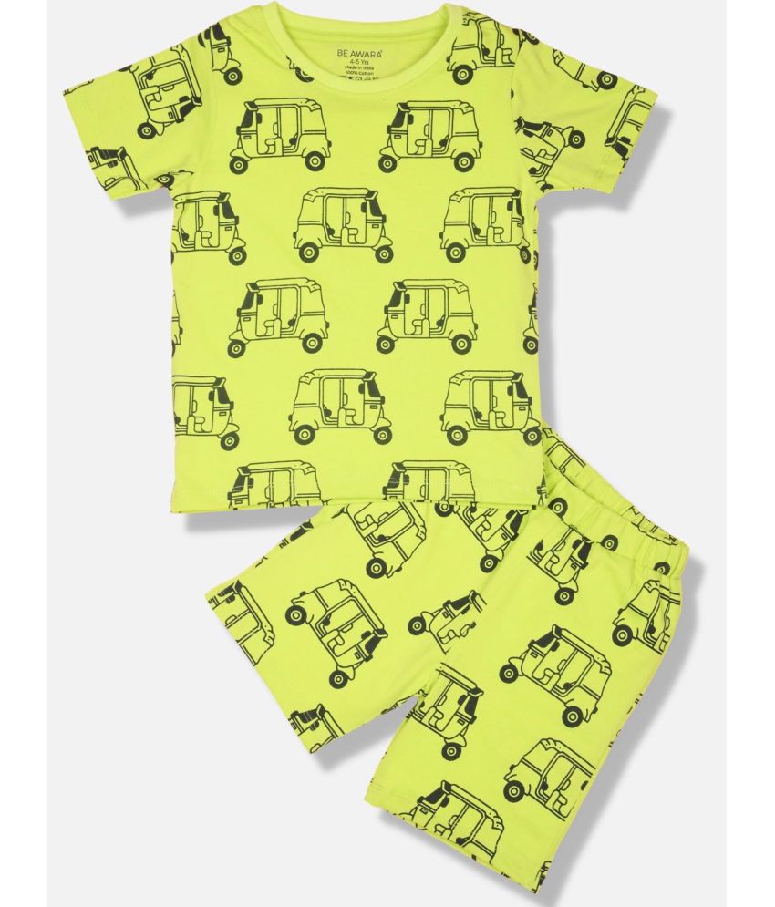     			Be Awara - Yellow Cotton Boys T-Shirt & Shorts ( Pack of 1 )