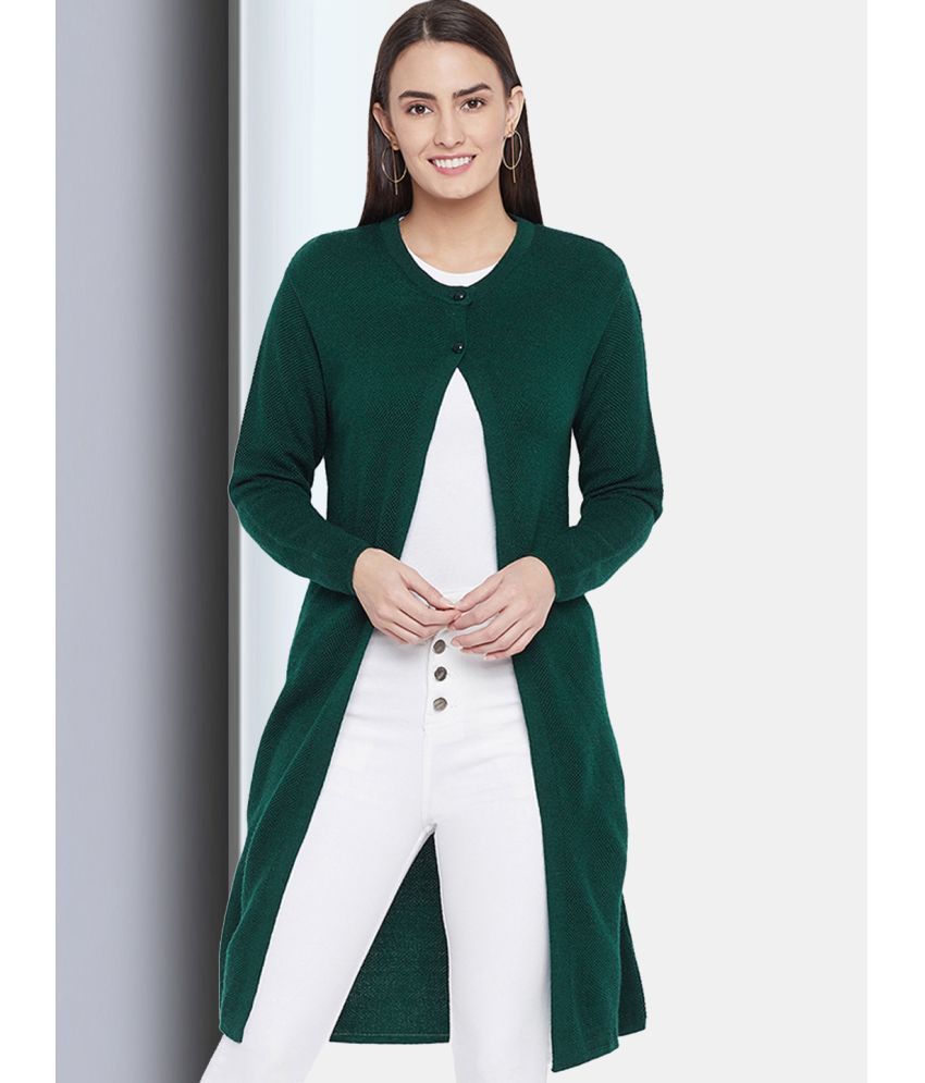     			Clapton Acro Wool Green Buttoned Cardigans -