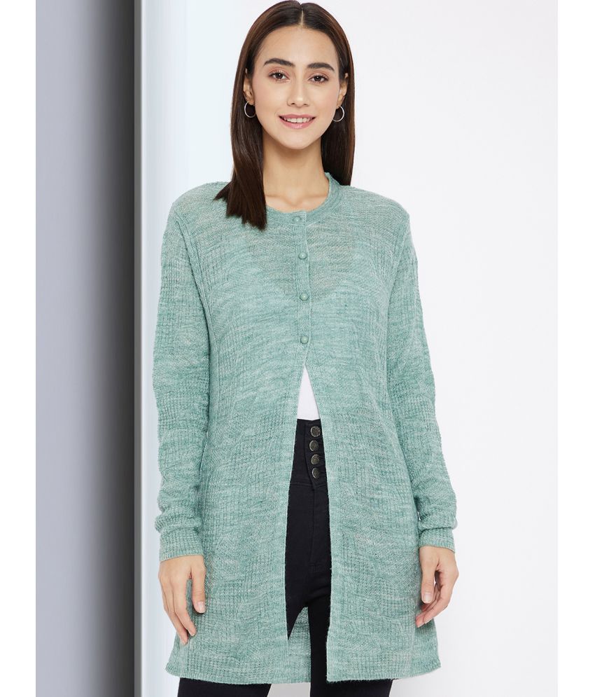     			Clapton Acro Wool Green Buttoned Cardigans -