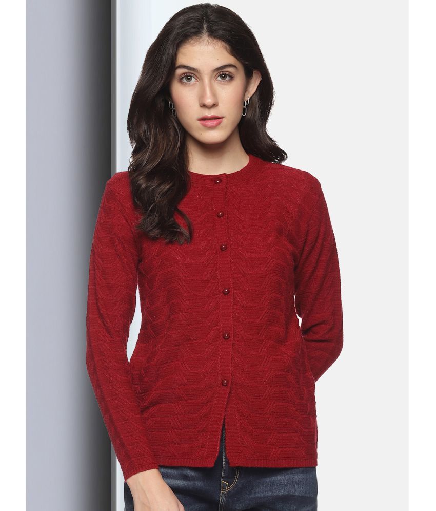     			Clapton Acro Wool Maroon Buttoned Cardigans -