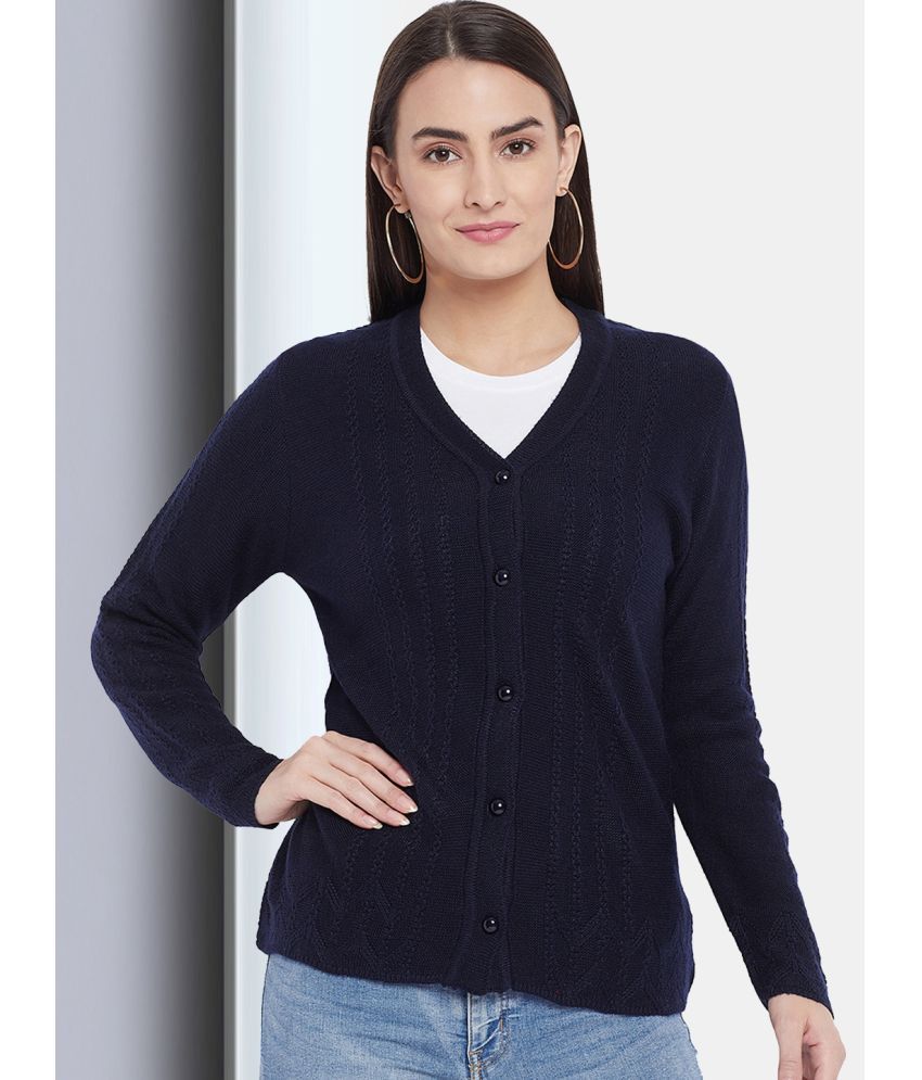     			Clapton Acro Wool Navy Buttoned Cardigans -