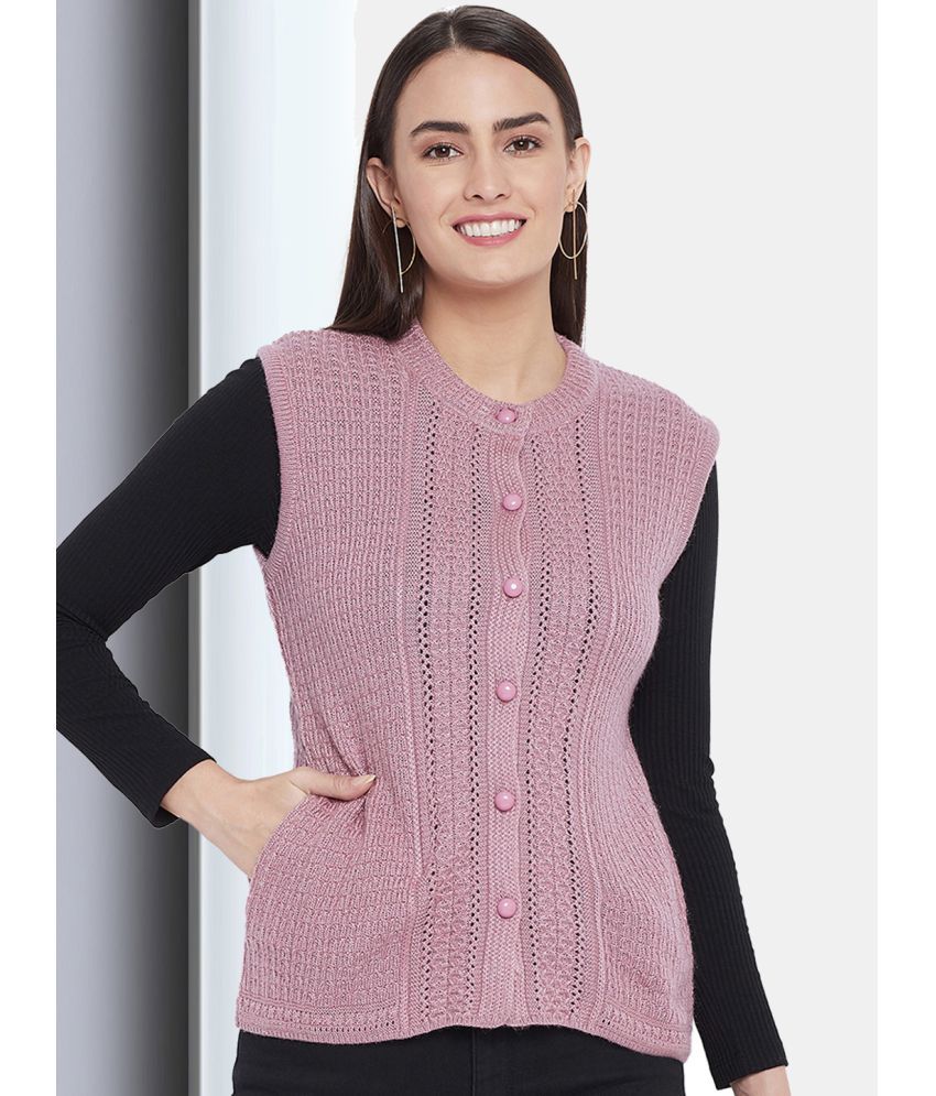     			Clapton Acro Wool Pink Buttoned Cardigans -