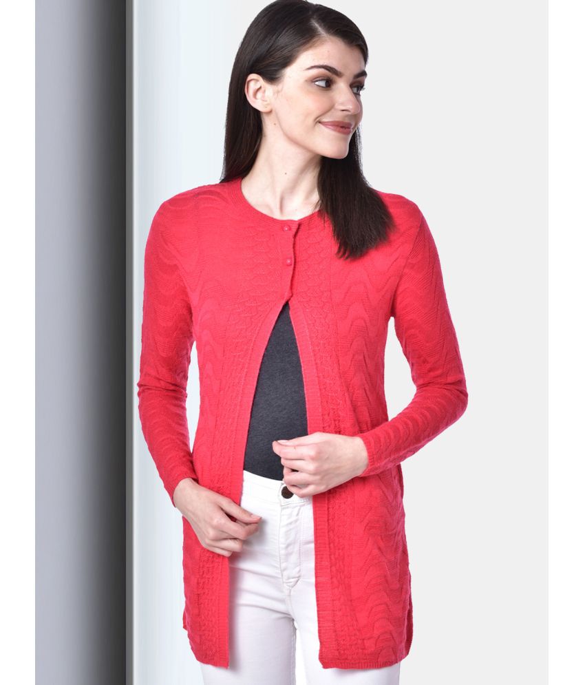 Clapton Acro Wool Red Buttoned Cardigans -