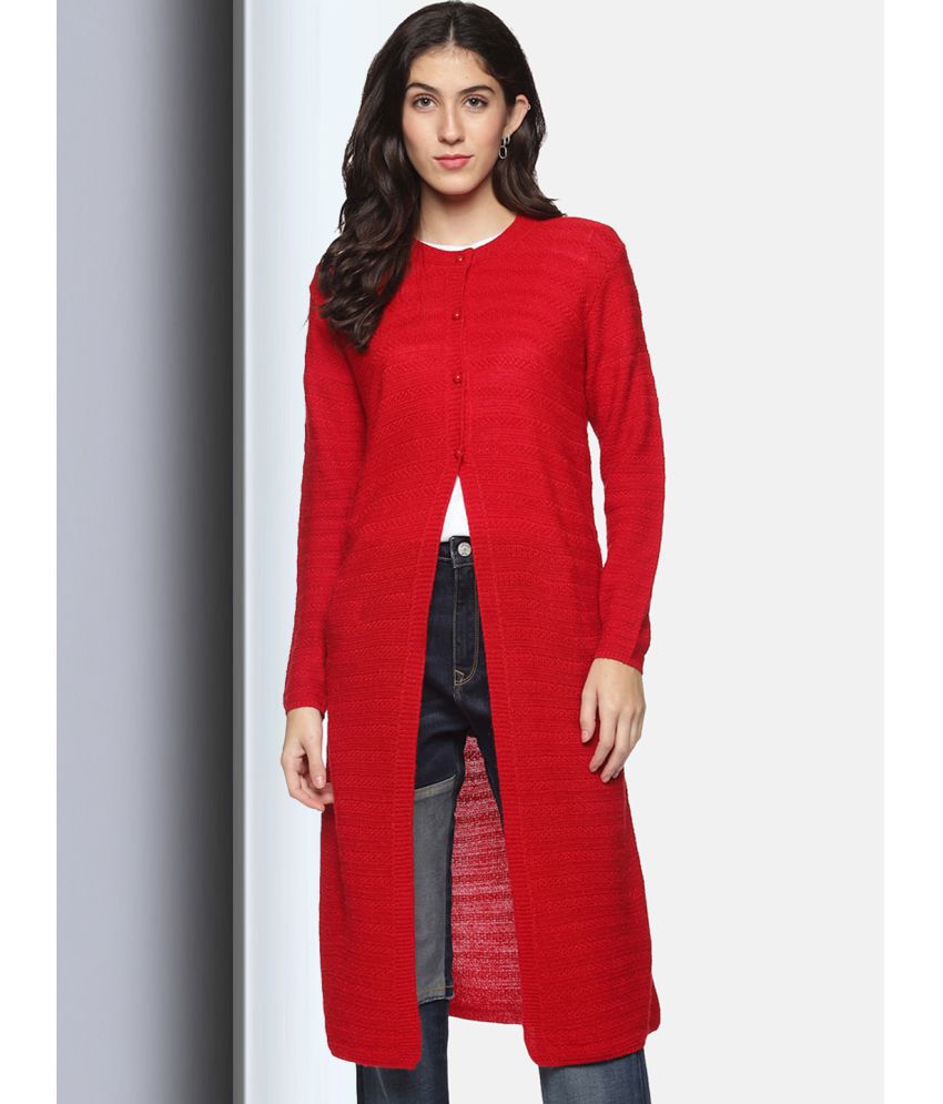     			Clapton Acro Wool Red Buttoned Cardigans -