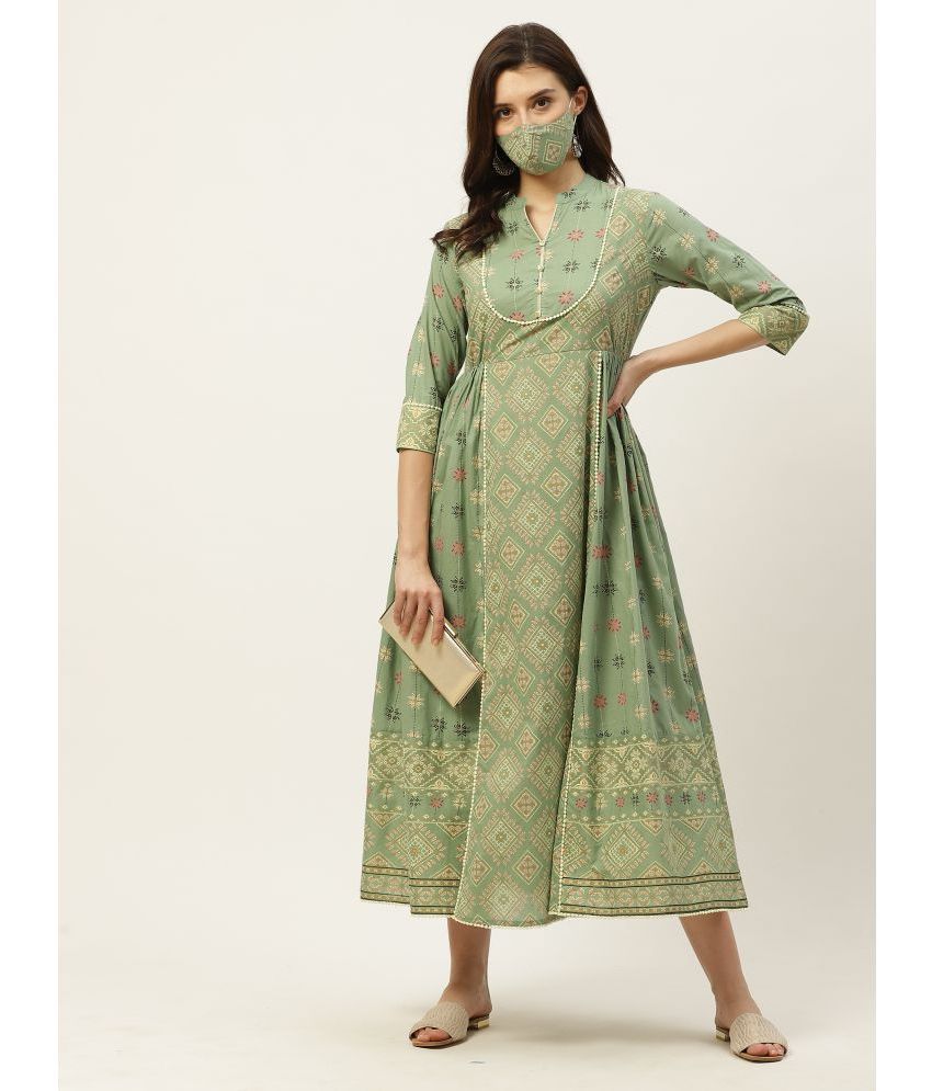     			Juniper - Green Cotton Blend Women's Fit & Flare Dress ( Pack of 1 )