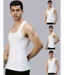 Pack of 4 Lux Cozi - White Cotton Blend Men's Vest